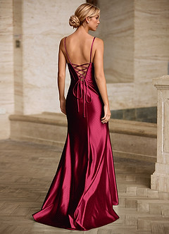 Solina Burgundy Rhinestone Prom Dress image2