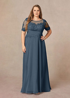 Azazie Raissa Mother of the Bride Dresses Neptune A-Line Lace Chiffon Dress image9
