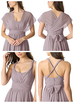 Azazie Olani Bridesmaid Dresses Dusk A-Line Off the Shoulder Chiffon Convertible Dress image6