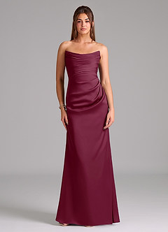 Azazie Lucille Vestidos de damas de honor Vestido de Mora de Satén Elástico de Corte Sirena Convertible con Sin tirantes image1