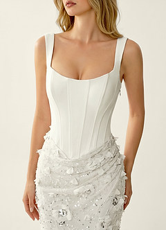 Belinda Ivory 3D Flowers Corset Lace Up Back Mermaid Prom Dress image5