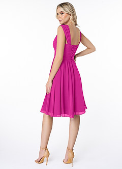 Azazie Angie Brautjungfernkleider A-Linie Korsett Chiffon Kleid Fuchsia image5