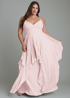 Azazie Zaina Bridesmaid Dresses Blushing Pink A-Line Chiffon Dress image9