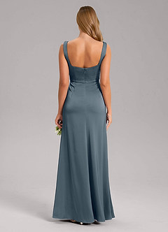 Azazie Frostine Bridesmaid Dresses Twilight A-Line Bow Stretch Satin Dress image2
