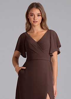 Azazie Ambrosia Jurken voor bruidsmeisjes Jurk van Chiffon met A-Lijn Geplooid Ganache image2