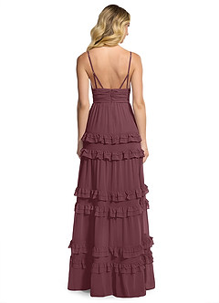 Azazie Rachel Bridesmaid Dresses Sangria A-Line Chiffon Dress image2
