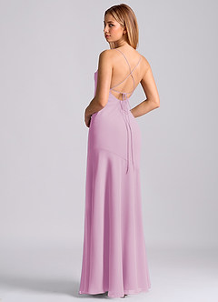 Azazie Grata Brudtärnklänningar Klä av Sjöjungfru i Chiffong Plisserad Godisrosa image2