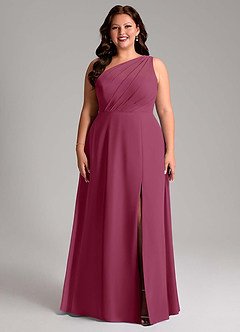 Azazie Phaedra Bridesmaid Dresses Mulberry A-Line One Shoulder Chiffon Dress image7