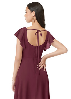 Azazie Bondi Bridesmaid Dresses Cabernet A-Line Ruched Chiffon Dress image5