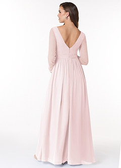 Azazie Teton Maternity Bridesmaid Dresses A-Line Long Sleeve Chiffon Floor-Length Dress image2