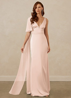 Christian Siriano Bridal for Azazie 1011 Bridesmaid Dresses Blushing Pink Mermaid Bow Stretch Satin Dress image6