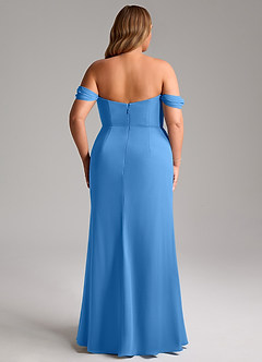 Azazie Saige Vestidos de damas de honor Vestido de Azul Grisaceo de Gasa de Corte en A Convertible con Vestidos sin tirantes image15