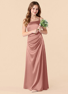 Azazie Renna Junior Rosette Mermaid Pleated Stretch Satin Dress image3