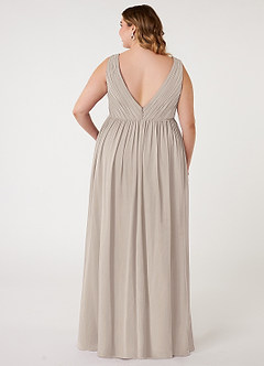 Azazie Ranvie Final Sale Black A-Line V-Neck Pleated Chiffon Dress image2