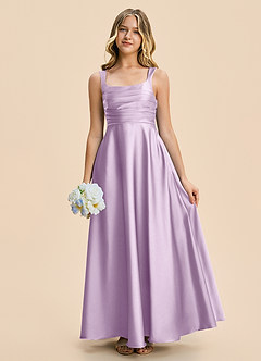 Azazie Azaria Junior Frosted Lilac A-Line Pleated Stretch Satin Dress image1