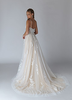 Azazie Alondra Wedding Dresses A-Line Lace Tulle Chapel Train Dress image5
