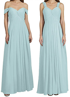 Azazie Kaitlynn Bridesmaid Dresses Mist Empire Ruched Chiffon Convertible Dress image8