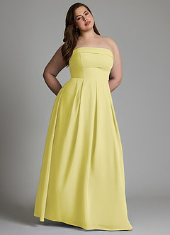 Azazie Lucienne Vestidos de damas de honor Vestido Sorbete De Limón de Gasa de Línea A Convertible con Palabra de honor image12