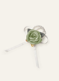 front Matching Color Stretch Satin Wrist Corsage