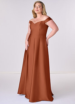Barbie ♥ Azazie Bridesmaid Dresses Cedar Rose A-Line Off the Shoulder Stretch Satin Convertible Dress image9