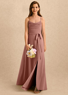 Azazie Jasslyn Girls Formal Blumenmädchenkleider A-Linie Plissee Chiffon Kleid Zedernrose image1