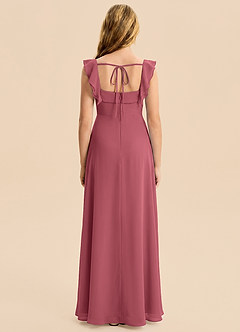 Azazie Nori Junior A-Linie Gestreift Chiffon Kleid Merlot image2