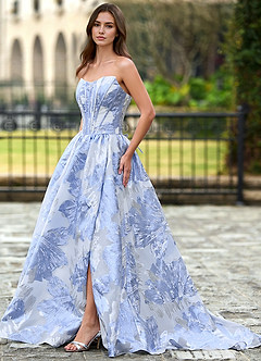 Thalia Sky Blue Enchanted Garden Lace-Up A-Line Prom Dress image5