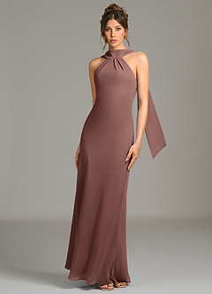 Azazie Cassiana Bridesmaid Dresses Espresso Mermaid Pleated Chiffon Dress image4