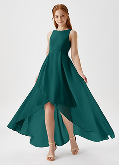 Azazie Lizette Junior Peacock A-Line Pleated Chiffon Dress image1