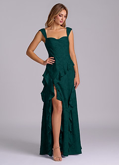 Azazie Sloane Bridesmaid Dresses Pine A-Line Sweetheart Neckline Floral Burnout Dress image4