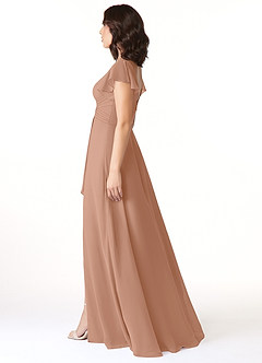 Azazie Omari Bridesmaid Dresses Champagne Rose A-Line Chiffon Dress image3