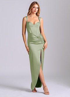 Azazie Rhema Final Sale Black Sheath Sweetheart Neckline Stretch Satin Dress image1