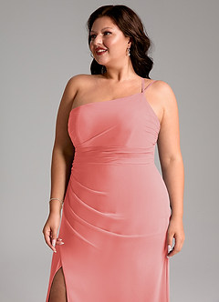 Azazie Eren Jurken voor bruidsmeisjes Jurk van Chiffon met Kolom One-Shoulder Koraal image13