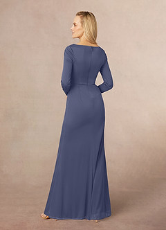 Azazie Risa Mother of the Bride Dresses Stormy Mermaid V-Neck Pleated Mesh Dress image3