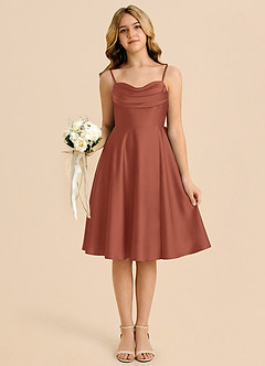 Azazie Bear Junior Auburn A-Line Sweetheart Neckline Stretch Satin Dress image6