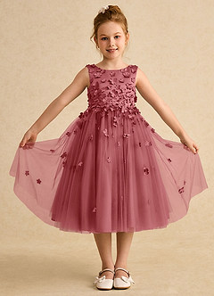 Azazie Lana Flower Girl Klänningar Klä A-Line i Matt satäng Ärmlös image1