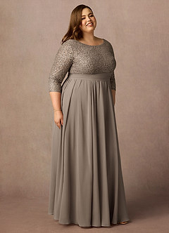 Azazie Carmena Kleider für die Brautmutter A-Linie Pailletten Chiffon Kleid Taupe image5