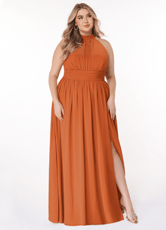 Azazie Iman Bridesmaid Dresses Cinnamon A-Line A-Line Ruched Chiffon Dress image11