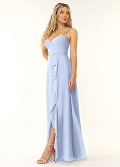 Azazie Naeem Bridesmaid Dresses Ice A-Line V-Neck Ruffle Chiffon Dress image3