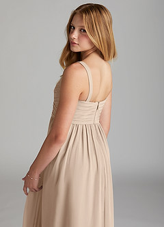Azazie Chanel Junior Taupe A-Line Sweetheart Neckline Chiffon Dress image5