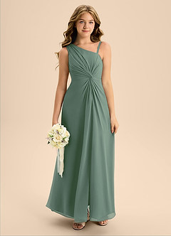 Azazie Brooke Junior Eucalyptus A-Line Side Slit Chiffon Dress image3