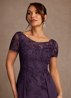Azazie Alva Mother of the Bride Dresses Plum A-Line Lace Dress image6