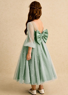 Azazie Trudy Flower Girl Dresses Matcha Ball-Gown Sweetheart Neckline Tulle Dress image7