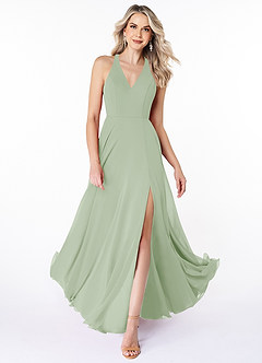 Azazie Amalfi Bridesmaid Dresses A-Line Pleated Chiffon Floor-Length Dress image3