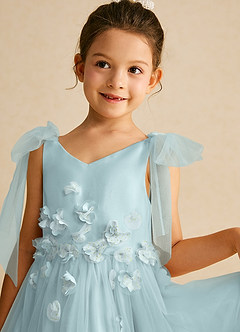 Azazie Minia Jurken voor bloemenmeisjes A-Lijn Jurk van Mat Satijn Boog De Nevel image4