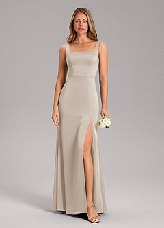 Azazie Frostine Bridesmaid Dresses Frost A-Line Bow Stretch Satin Dress image3