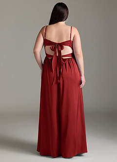 Azazie Zeya Bridesmaid Dresses Pomegranate A-Line Pleated Stretch Satin Dress image10
