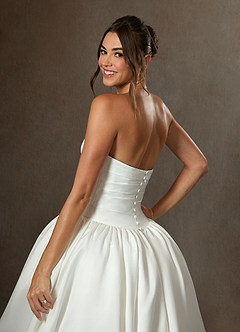 Azazie Lucinda Wedding Dresses Diamond White Ball-Gown Strapless Matte Satin Dress image8