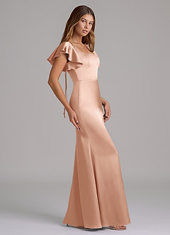 Azazie Elkie Bridesmaid Dresses Rose Gold Mermaid Square Neckline Stretch Satin Dress image3