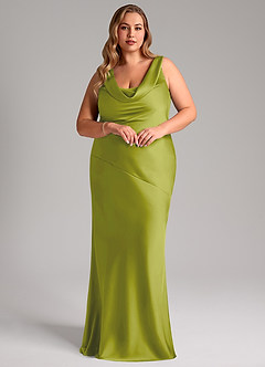 Azazie Rylina Bridesmaid Dresses Lemongrass Mermaid Stretch Satin Dress image10
